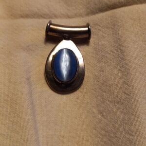Men's Silver and Blue Pendant